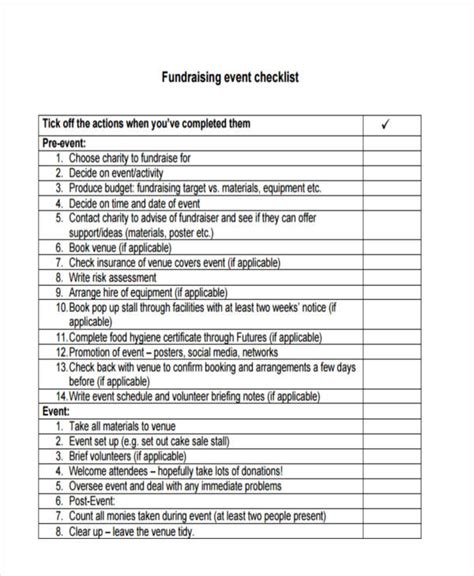 fundraising gala checklist|fundraiser checklist template.